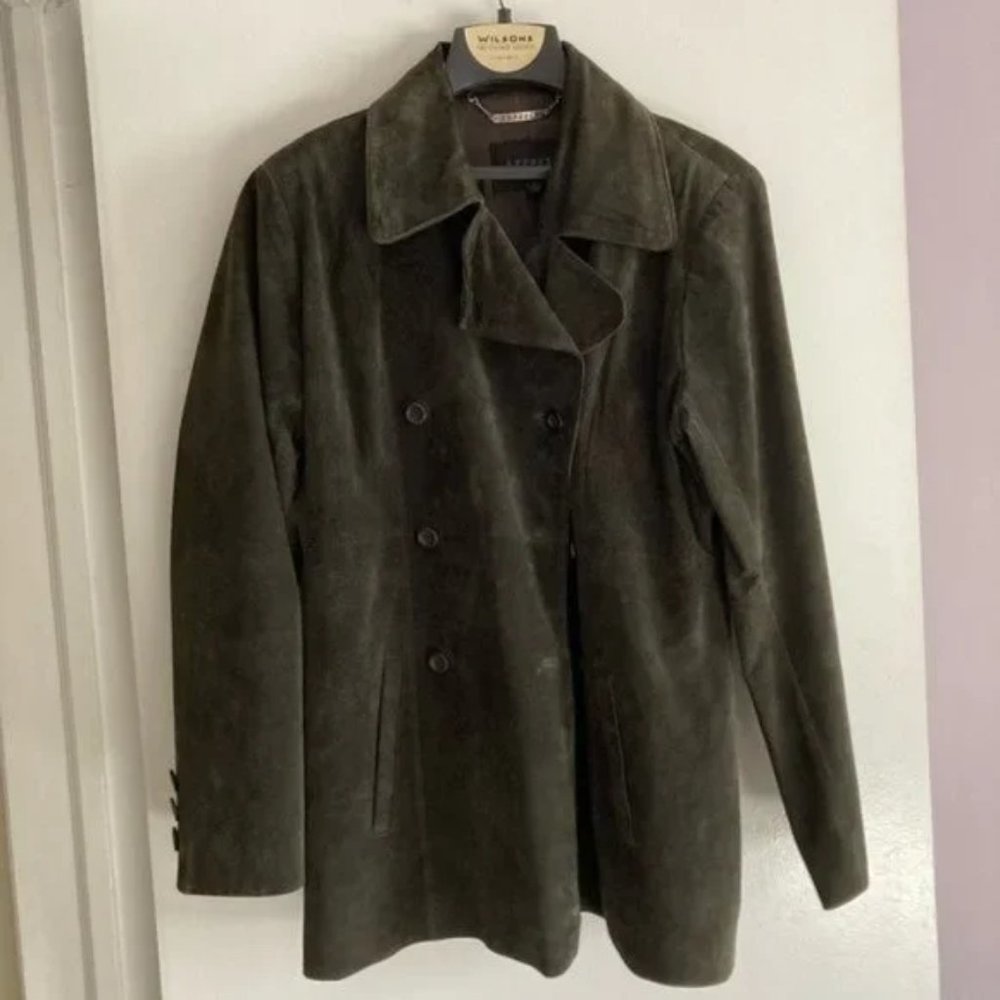 Express Genuine Dark Brown Women's Leather (Suede) Coat